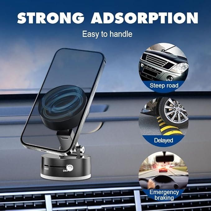 Vacuum Magnetic Suction Phone Holder – 360° Rotatable & Foldable