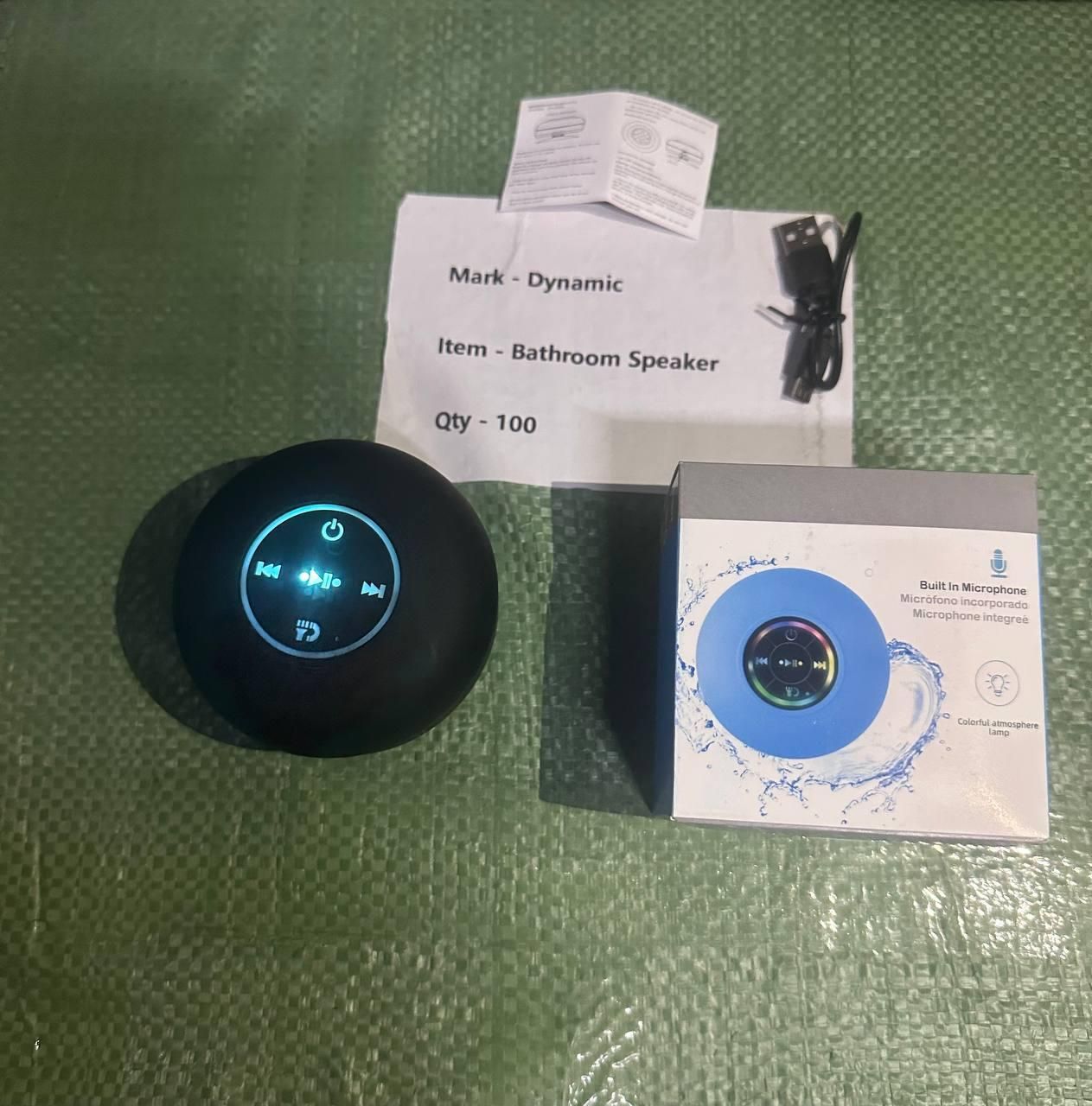 Waterproof Bluetooth Speaker with LED Lights – Suction Cup Design