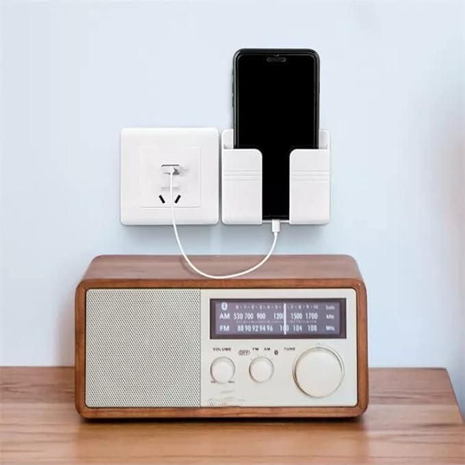 Wall Mounted Mobile Holder with Adhesive Strips & Charging Slot