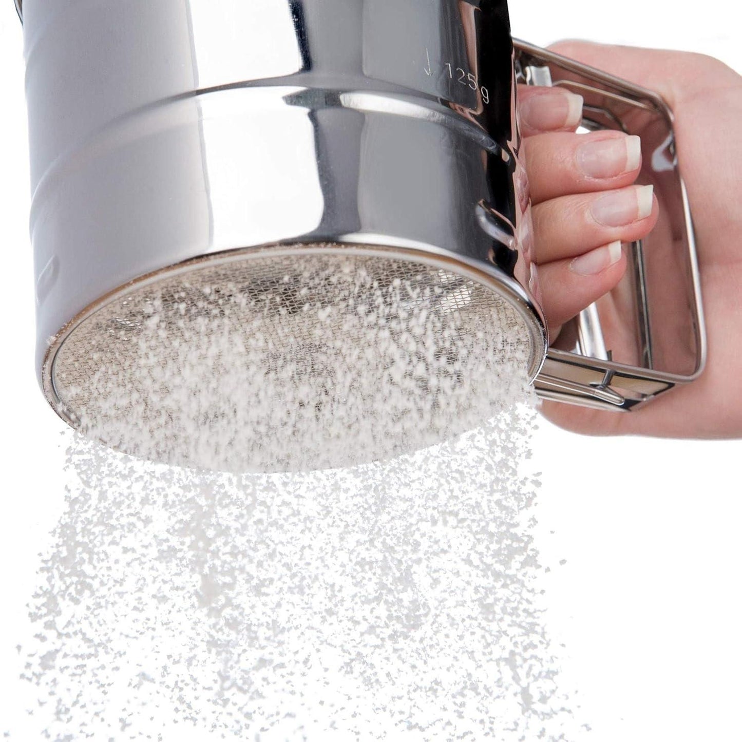 Steel Flour Sifter Manual Hand Press | Large Capacity Baking & Coffee Powder Sifter