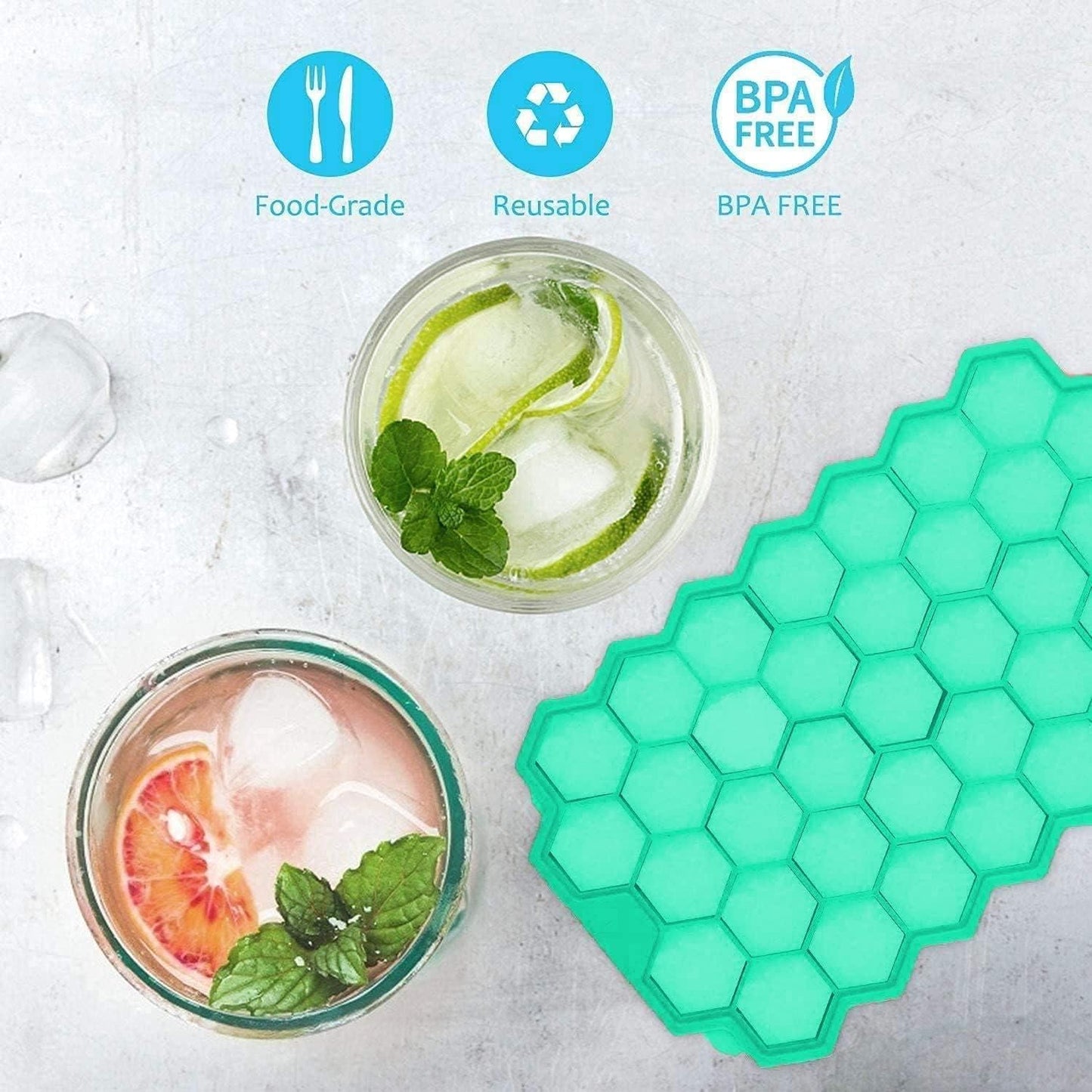 Silicone Ice Cube Maker Tray (Pack of 2) | BPA-Free Multi-Purpose Tray