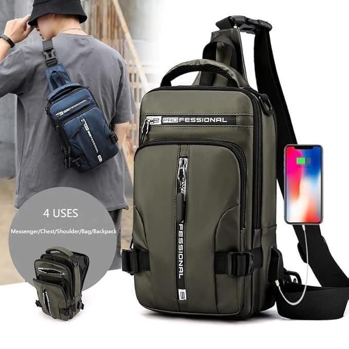 Sling Bag with USB Charging Port | Waterproof Crossbody Travel Backpack