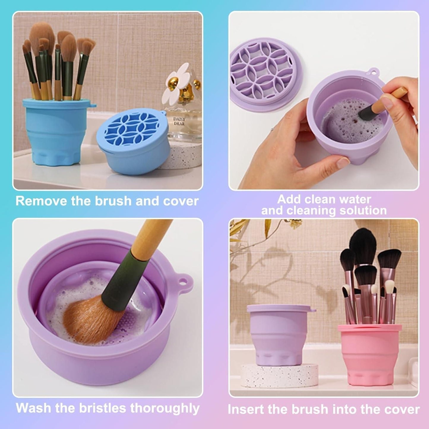 Silicon Makeup Brushes Cleaning Cup – Organizer & Cleaner