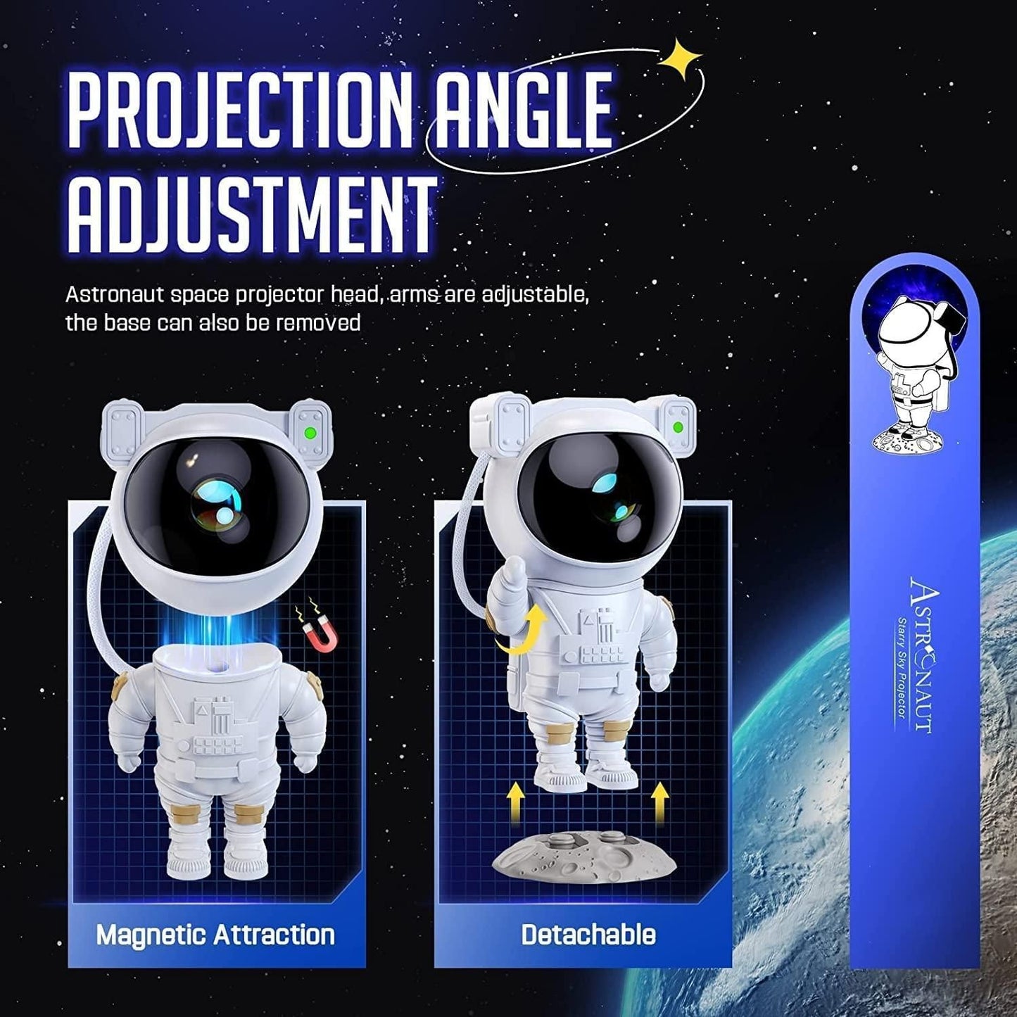 Astronaut Galaxy Projector – 360° Rotating with Remote Control