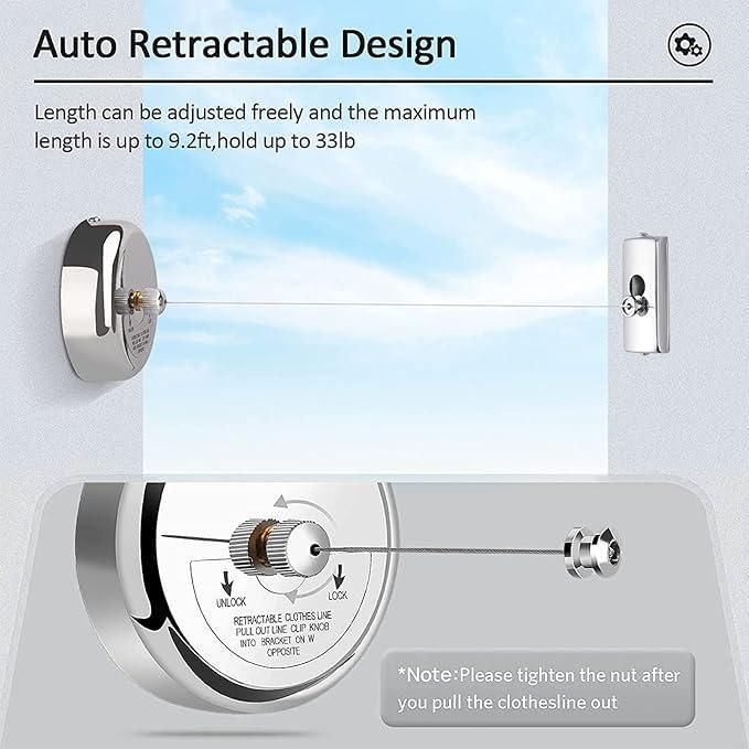 Stainless Steel Retractable Clothesline | Durable & Space-Saving Laundry Solution