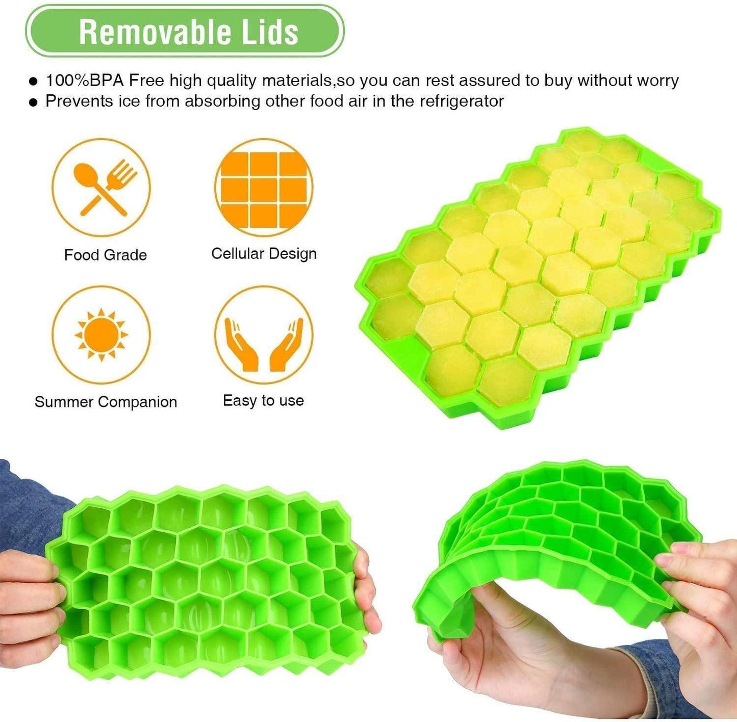 Silicone Ice Cube Maker Tray (Pack of 2) | BPA-Free Multi-Purpose Tray