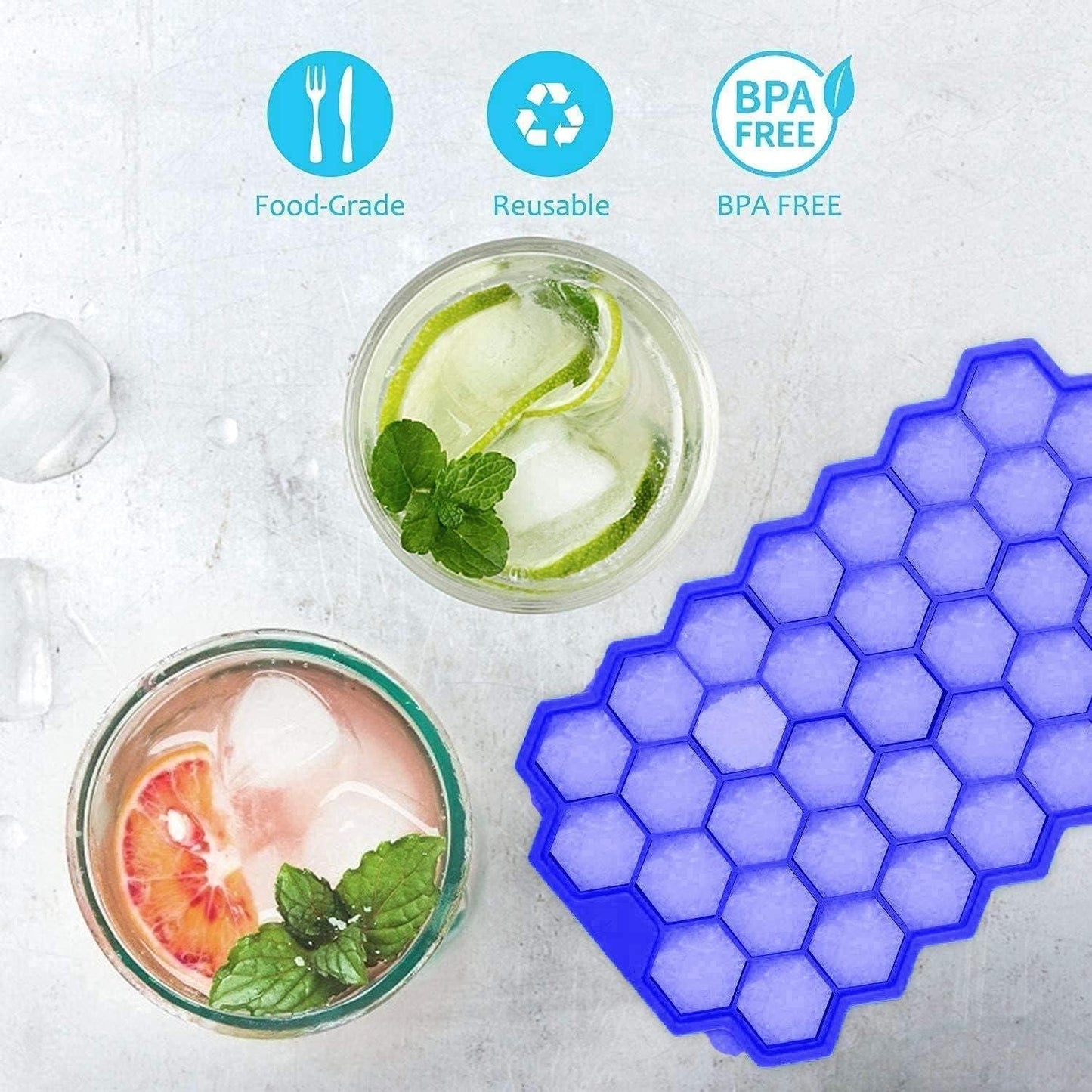Silicone Ice Cube Maker Tray (Pack of 2) | BPA-Free Multi-Purpose Tray