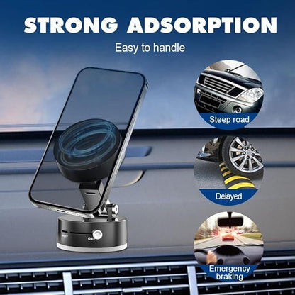 Vacuum Magnetic Suction Phone Holder – 360° Rotatable & Foldable