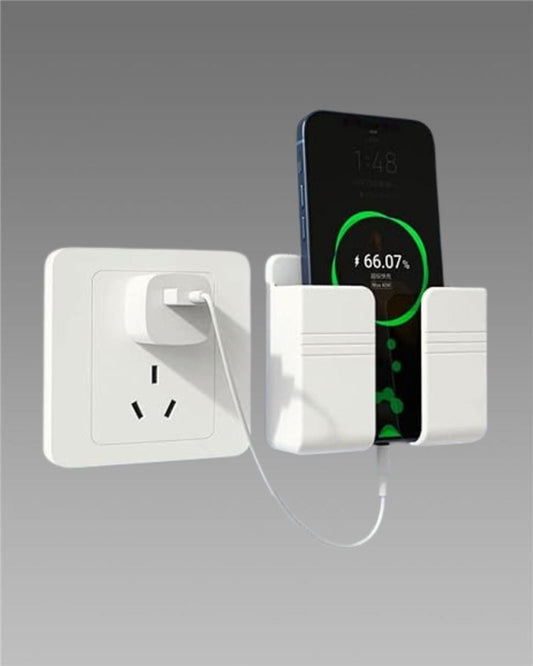 Wall Mounted Mobile Holder with Adhesive Strips & Charging Slot