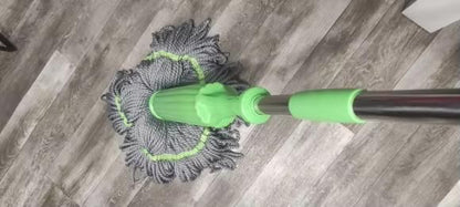 Self-Twisting Water Rotating Mop | Microfiber Floor Cleaner with Steel Handle