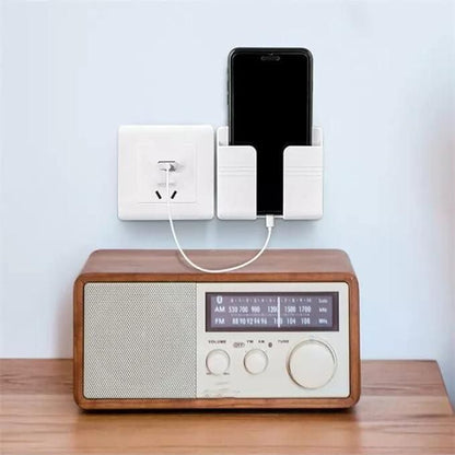 Wall Mounted Mobile Holder with Adhesive Strips & Charging Slot