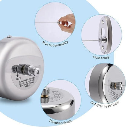 Stainless Steel Retractable Clothesline | Durable & Space-Saving Laundry Solution