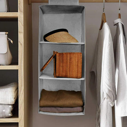 Hanging Wardrobe Organizer | 3-Shelf Non-Woven Closet Storage