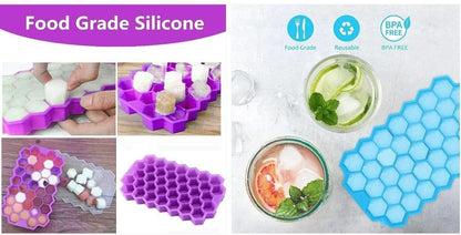 Silicone Ice Cube Maker Tray (Pack of 2) | BPA-Free Multi-Purpose Tray