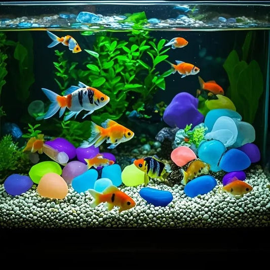 100pcs Artificial Mixed Color Glow Stones | Fluorescent Decorative Rocks for Home