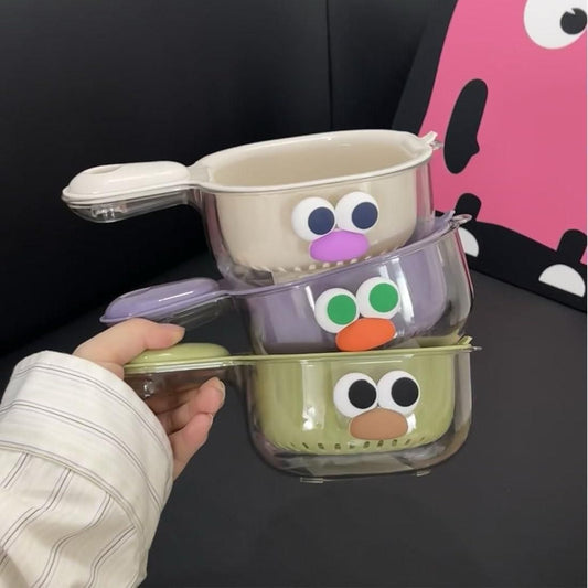 Dual-Layer Veggie & Fruit Strainer with Handle | Draining Basket for Kitchen