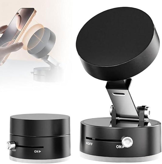 Vacuum Magnetic Suction Phone Holder – 360° Rotatable & Foldable