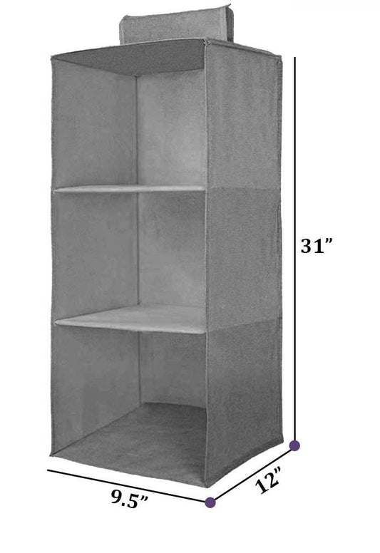 Hanging Wardrobe Organizer | 3-Shelf Non-Woven Closet Storage