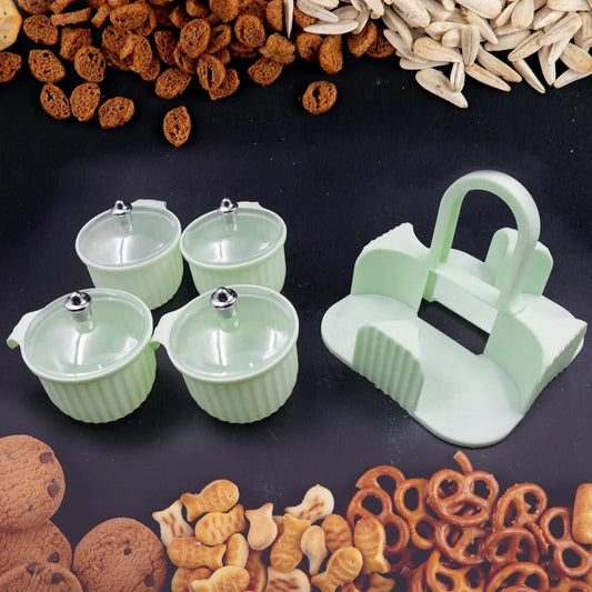 Multipurpose 4-Piece Storage Jar Set with Tray | Kitchen Spice & Condiment Organizer