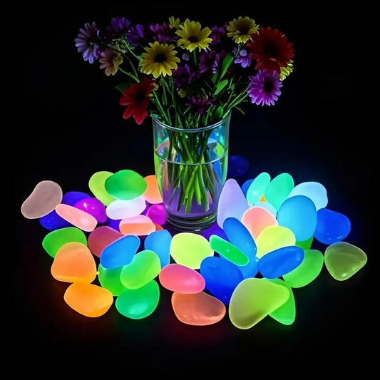 100pcs Artificial Mixed Color Glow Stones | Fluorescent Decorative Rocks for Home
