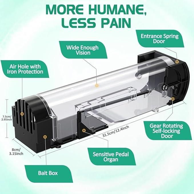 Smart Self-Locking Mousetrap | Transparent Household Rodent Trap