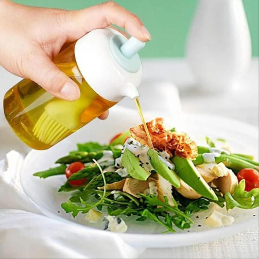 Plastic 2-in-1 Oil Dispenser | Silicone Brush & Pourer for Cooking