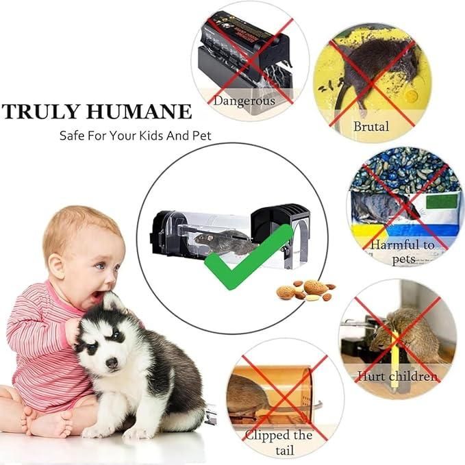 Smart Self-Locking Mousetrap | Transparent Household Rodent Trap