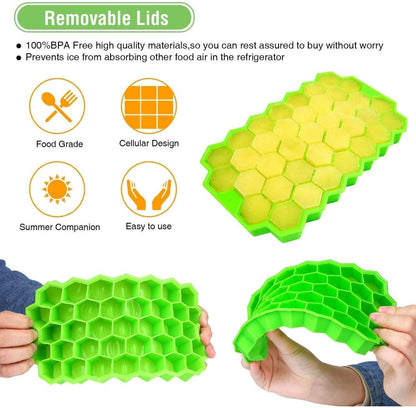 Silicone Ice Cube Maker Tray (Pack of 2) | BPA-Free Multi-Purpose Tray