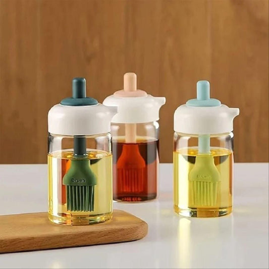 Plastic 2-in-1 Oil Dispenser | Silicone Brush & Pourer for Cooking
