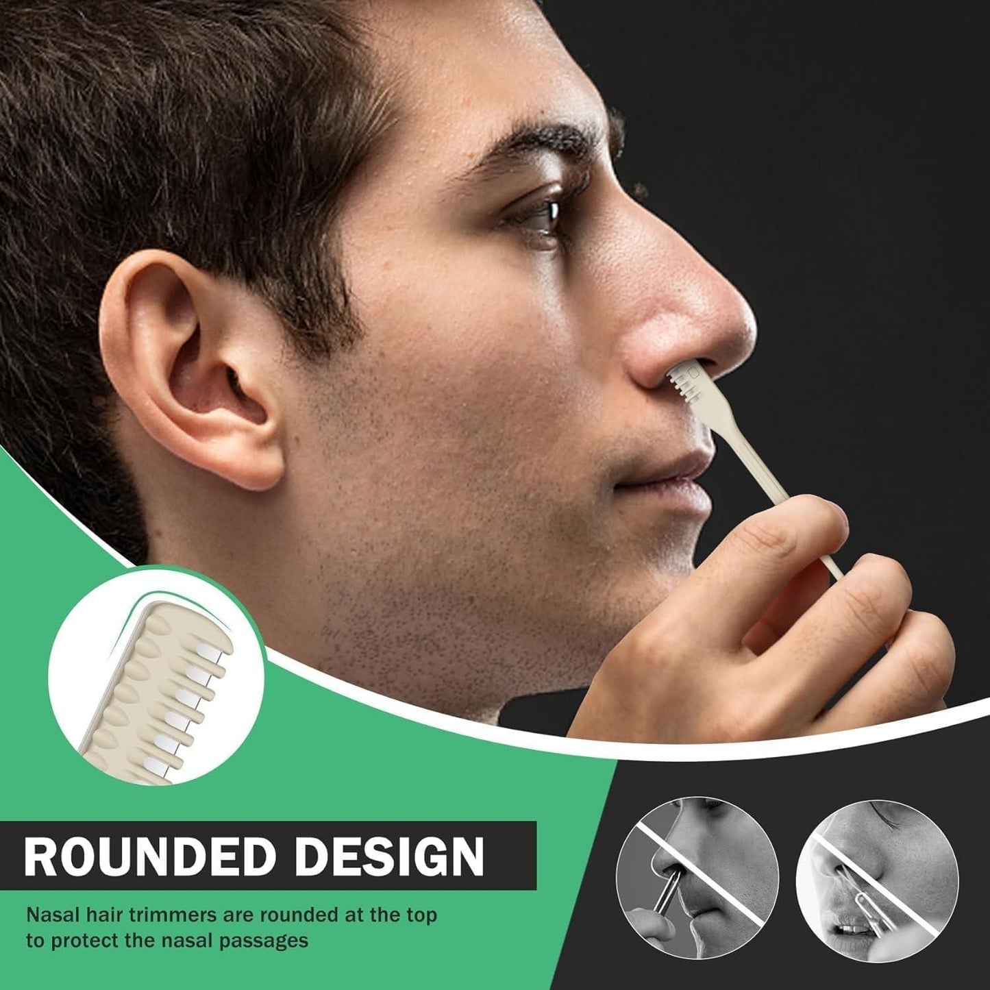 Pack of 2 Nose Hair Cutter | 360° Rotating Manual Hair Removal Tool for Unisex