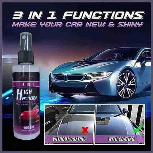3-in-1 Ceramic Car Coating Spray | High Protection, Shine & Wax Polish
