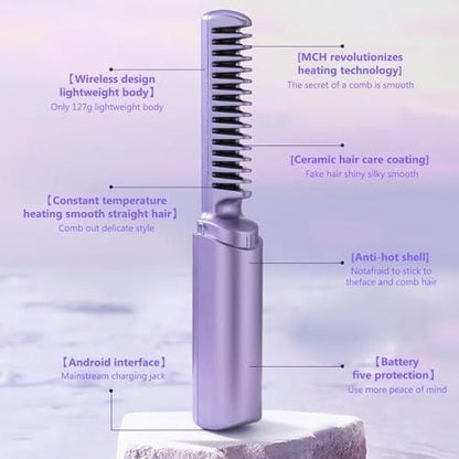 Rechargeable Hot Comb Hair Straightener – Fast & Easy Styling